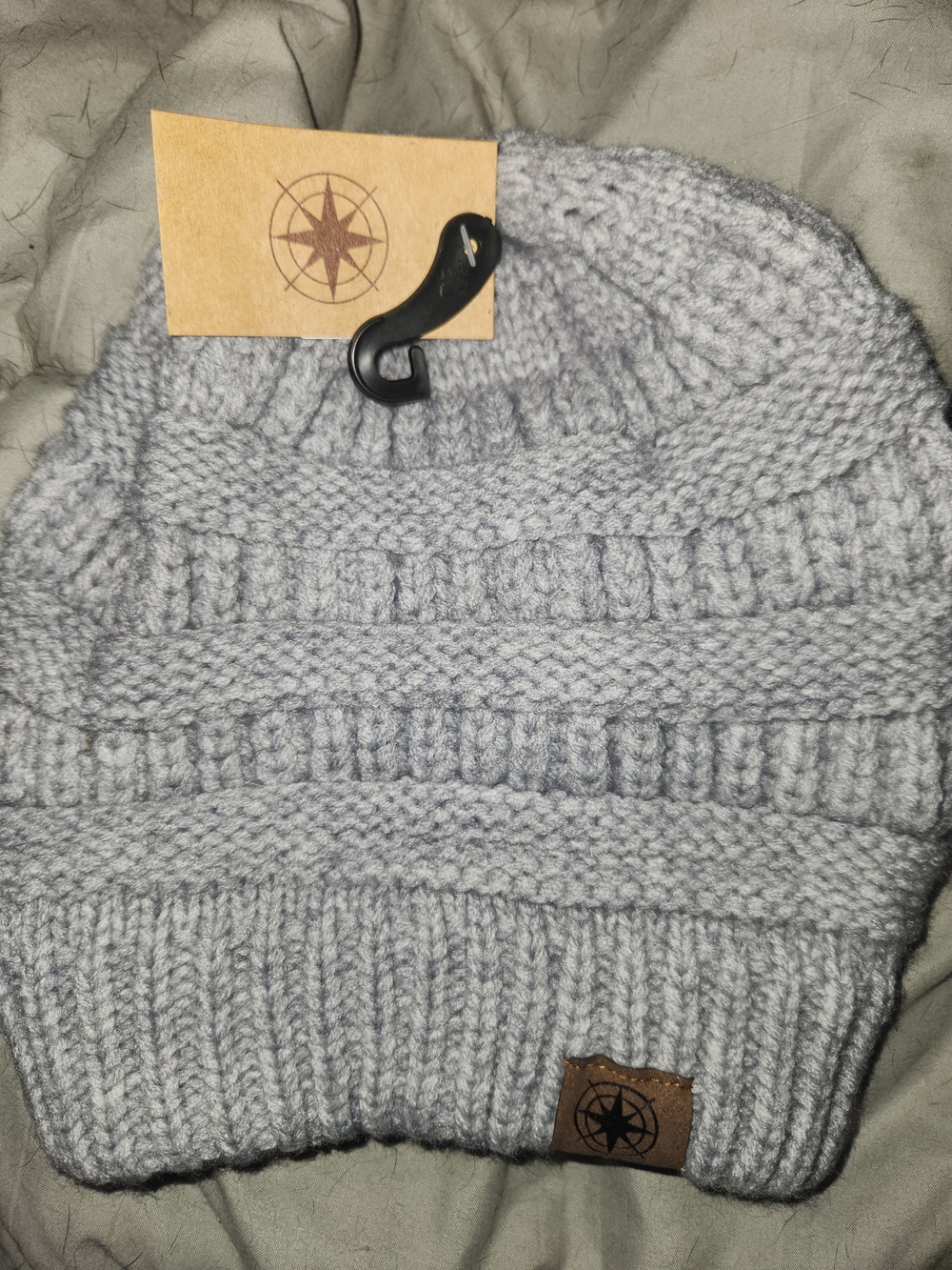 Grey Cable Knit Beanie